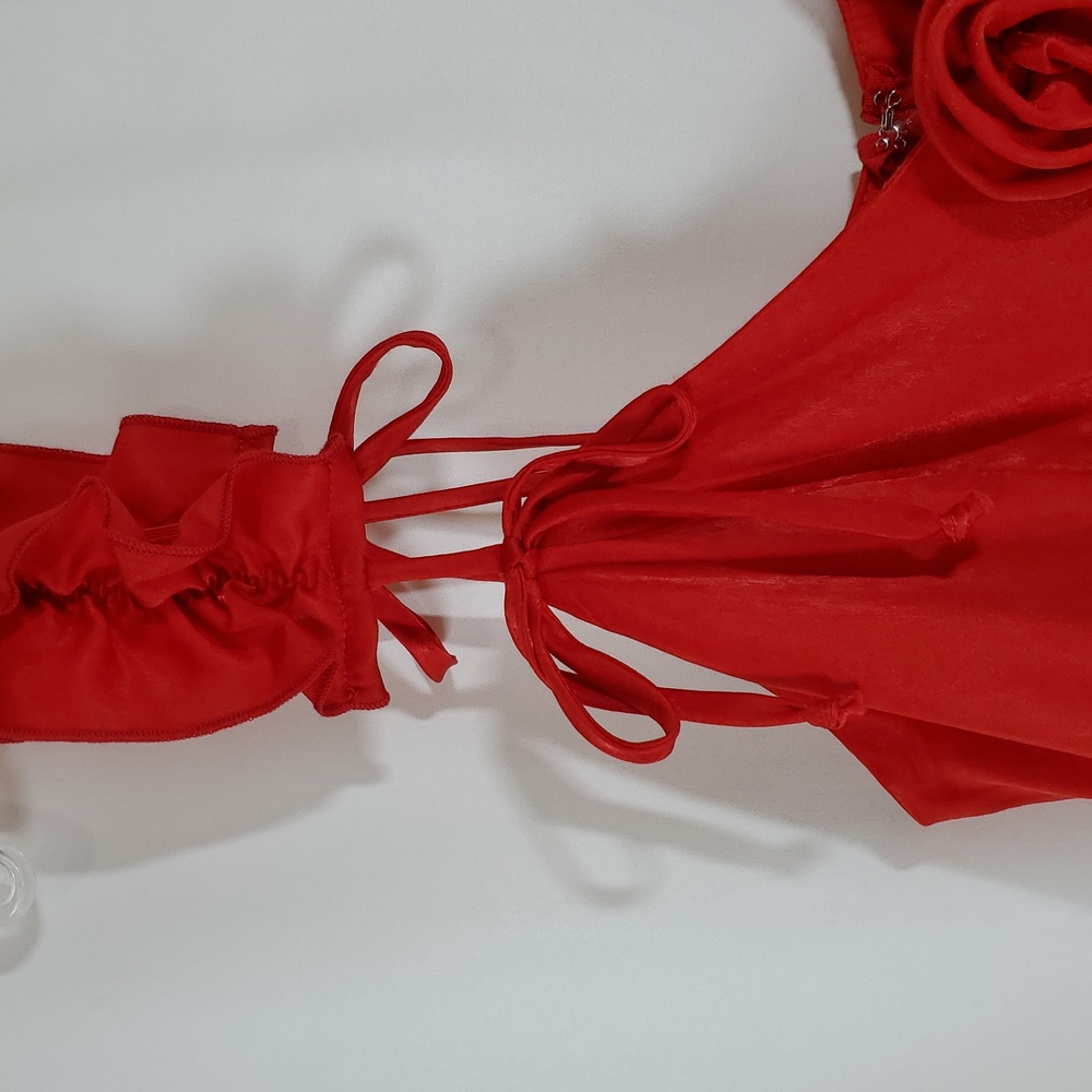 Wild Fable™ Women's Rosette Mini Babydoll Dress ~ Red - Picture 10 of 16